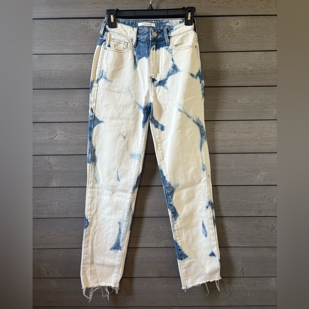 PacSun High Rise Blue and White Tie-Dye Jeans